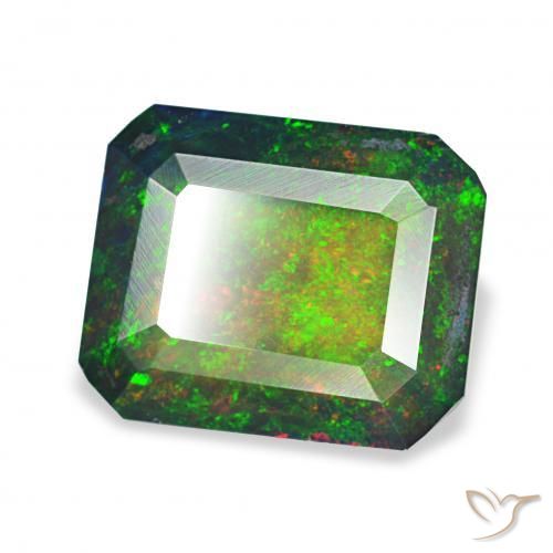 2.23 ct Multicolor Black Opal Stone, Natural Black Opal in Octagon Step Cut Shape for Sale