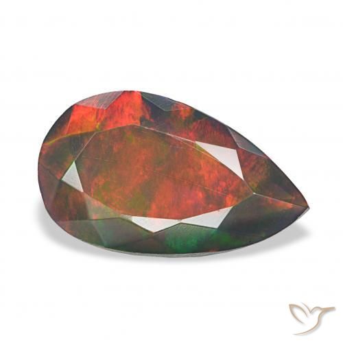 2.11 ct Multicolor Black Opal Stone, Natural Black Opal in Pear Facet Shape for Sale