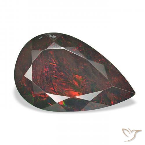 3.10 ct Multicolor Black Opal Stone, Natural Black Opal in Pear Facet Shape for Sale