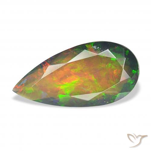 2.45ct Multicolor Black Opal, Pear Shape, Opaque