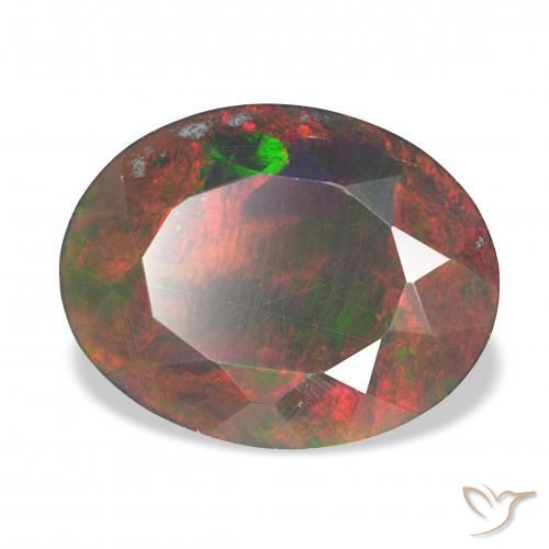 2.66 ct Multicolor Black Opal Stone, Natural Black Opal in Oval Facet Shape for Sale
