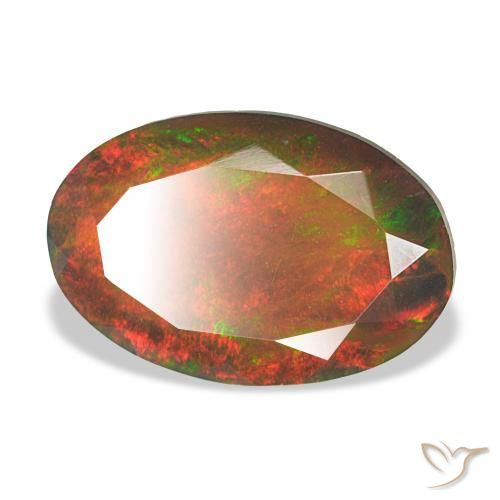 4.04 ct Multicolor Black Opal Stone, Natural Black Opal in Oval Facet Shape for Sale