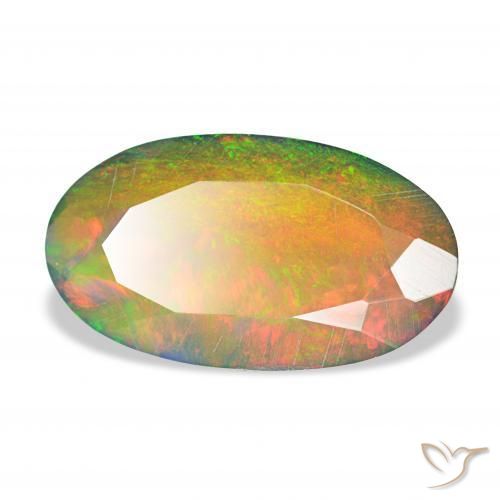 2.66 ct Multicolor Black Opal Stone, Natural Black Opal in Oval Facet Shape for Sale