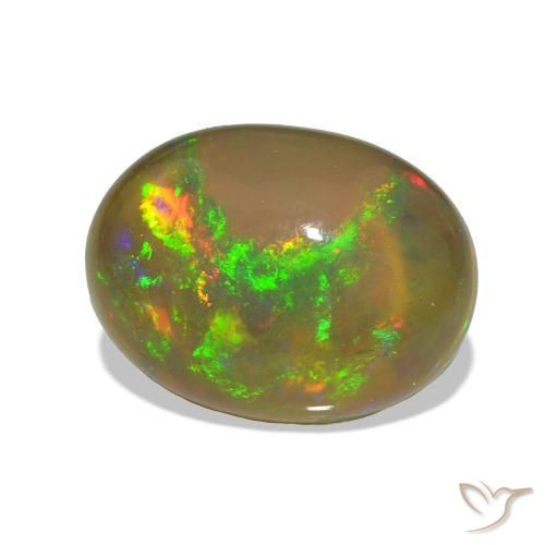 2.54 ct Multicolor Black Opal Stone, Natural Black Opal in Oval Cabochon Shape for Sale