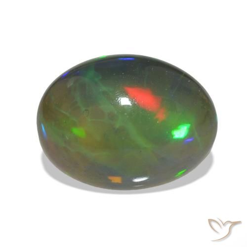 2.74 ct Multicolor Black Opal Gemstone, Black Opal Gem in Oval Cabochon Shape for Sale.