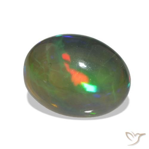 2.74 ct Multicolor Black Opal Stone, Natural Black Opal in Oval Cabochon Shape for Sale