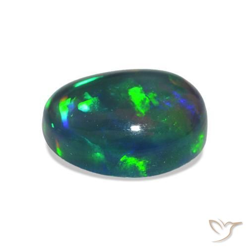 Black Opal Gemstone in 9 x 7 mm (calibrated) Size for Sale, Black Opal Stone in Multicolor Color