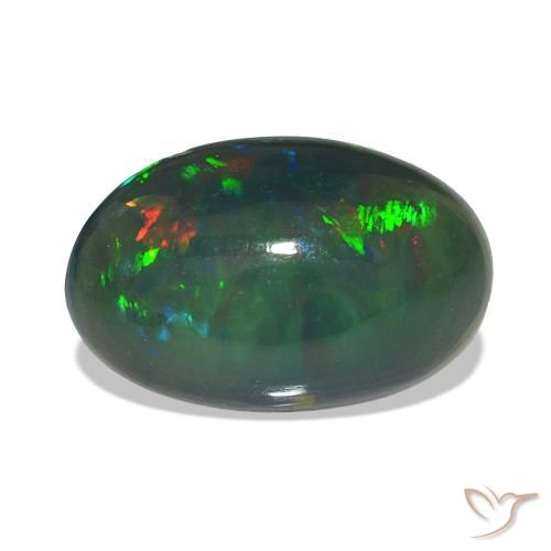 2.90 ct Multicolor Black Opal Gemstone, Black Opal Gem in Oval Cabochon Shape for Sale.