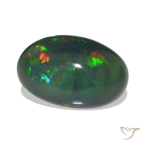 2.90 ct Multicolor Black Opal Stone, Natural Black Opal in Oval Cabochon Shape for Sale