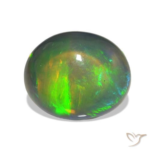 2.59 ct Multicolor Black Opal Gemstone, Black Opal Gem in Oval Cabochon Shape for Sale.