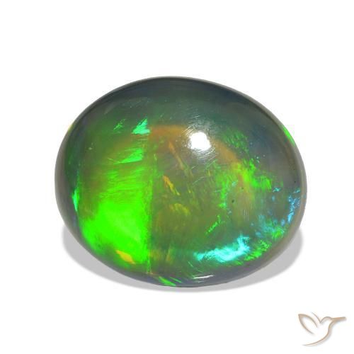 2.59 ct Multicolor Black Opal Stone, Natural Black Opal in Oval Cabochon Shape for Sale