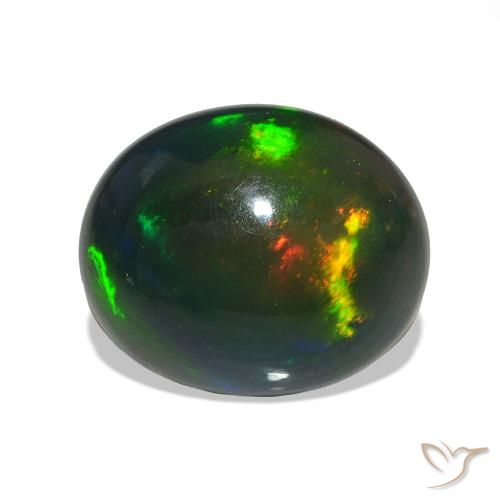 2.29 ct Multicolor Black Opal Gemstone, Black Opal Gem in Oval Cabochon Shape for Sale.
