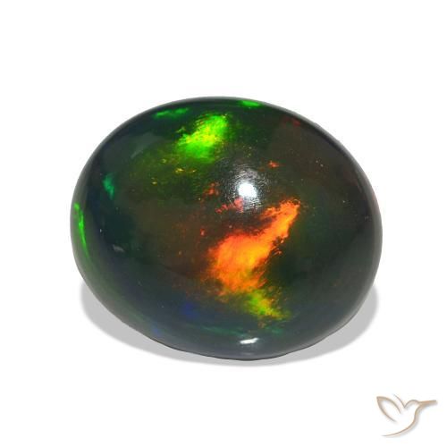 2.29 ct Multicolor Black Opal Stone, Natural Black Opal in Oval Cabochon Shape for Sale