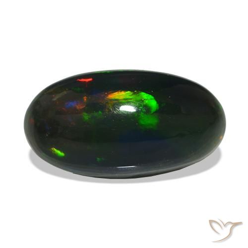 2.19 ct Multicolor Black Opal Gemstone, Black Opal Gem in Oval Cabochon Shape for Sale.