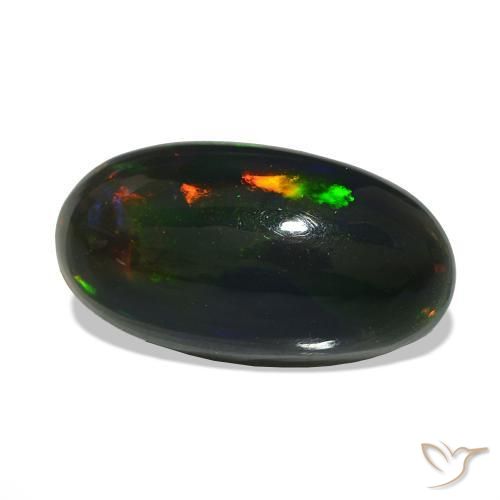 2.19 ct Multicolor Black Opal Stone, Natural Black Opal in Oval Cabochon Shape for Sale