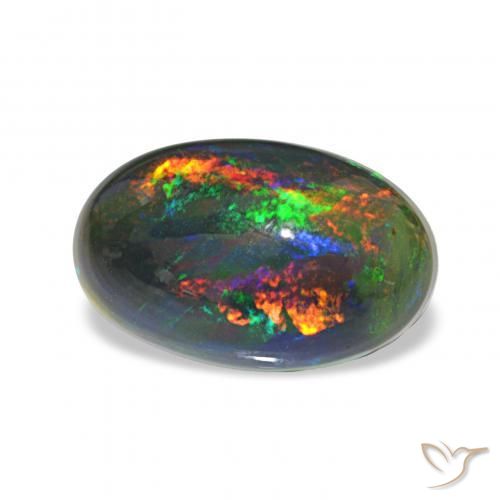 2.13 ct Multicolor Black Opal Stone, Natural Black Opal in Oval Cabochon Shape for Sale