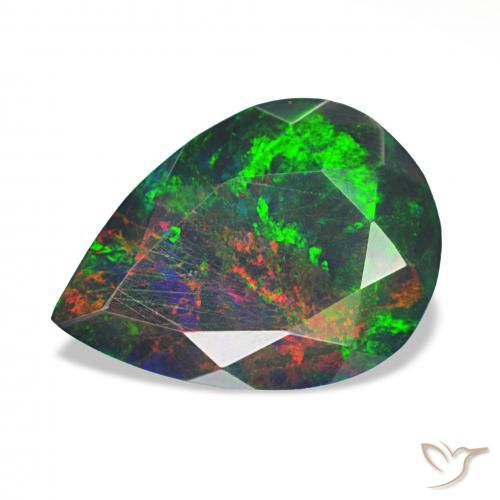 1.40ct Multicolor Black Opal, Pear Shape, Opaque