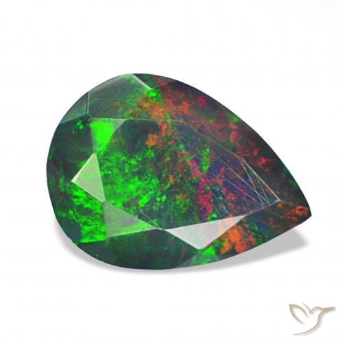 1.40 ct Multicolor Black Opal Stone, Natural Black Opal in Pear Facet Shape for Sale