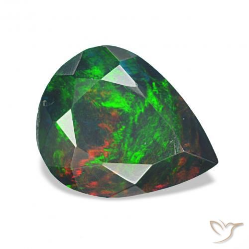 1.13 ct Multicolor Black Opal Stone, Natural Black Opal in Pear Facet Shape for Sale