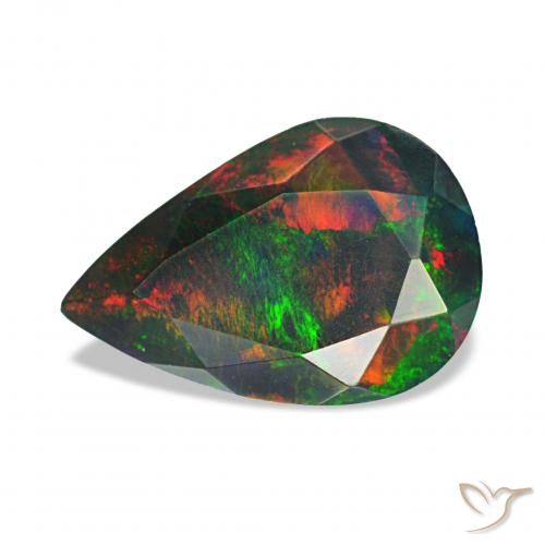 1.16 ct Multicolor Black Opal Gemstone, Black Opal Gem in Pear Facet Shape for Sale.