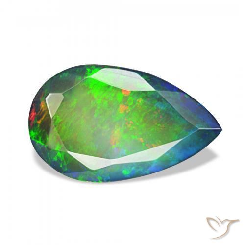 1.38 ct Multicolor Black Opal Stone, Natural Black Opal in Pear Facet Shape for Sale