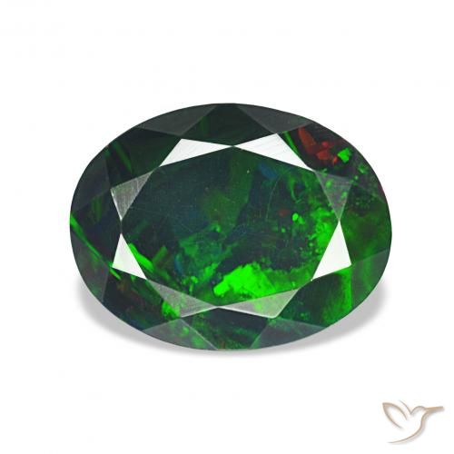 1.07 ct Multicolor Black Opal Gemstone, Black Opal Gem in Oval Facet Shape for Sale.