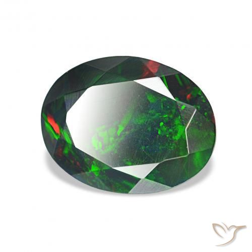 1.07 ct Multicolor Black Opal Stone, Natural Black Opal in Oval Facet Shape for Sale