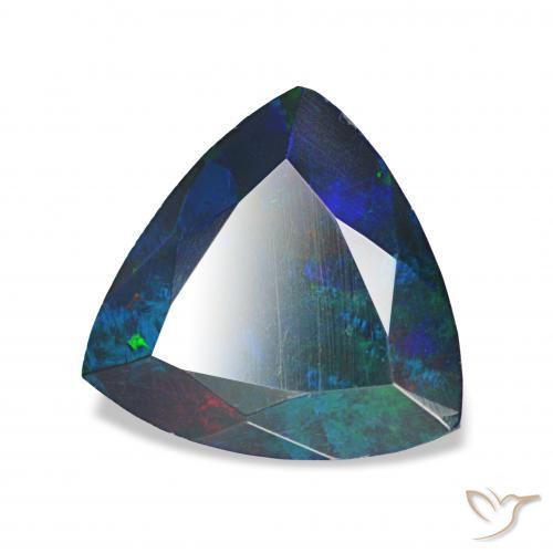 1.16 ct Multicolor Black Opal Stone, Natural Black Opal in Trillion Facet Shape for Sale