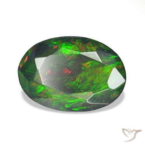 1.48 ct Multicolor Black Opal Stone, Natural Black Opal in Oval Facet Shape for Sale