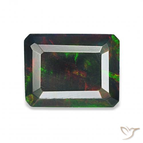 1.12 ct Multicolor Black Opal Gemstone, Black Opal Gem in Octagon Step Cut Shape for Sale.