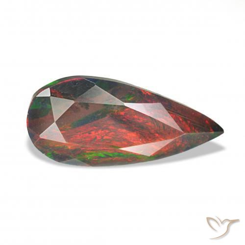 1.24 ct Multicolor Black Opal Stone, Natural Black Opal in Pear Facet Shape for Sale