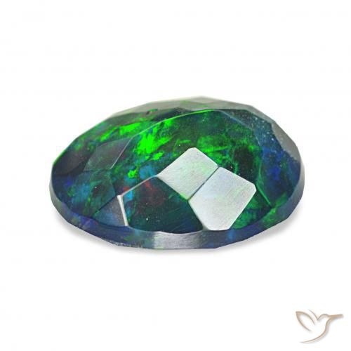 Black Opal Gemstone in 10.3 x 8.7 mm Size for Sale, Black Opal Stone in Multicolor Color