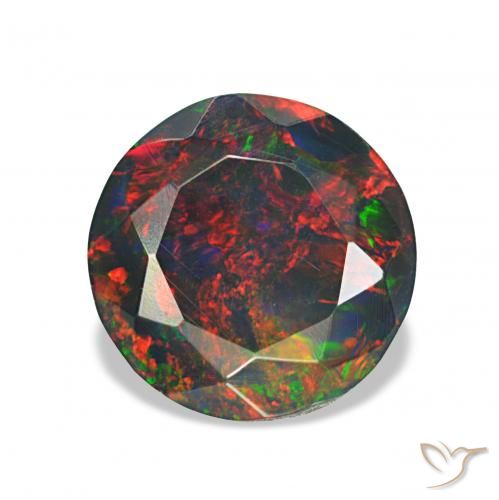 1.70 ct Multicolor Black Opal Gemstone, Black Opal Gem in Round Facet Shape for Sale.