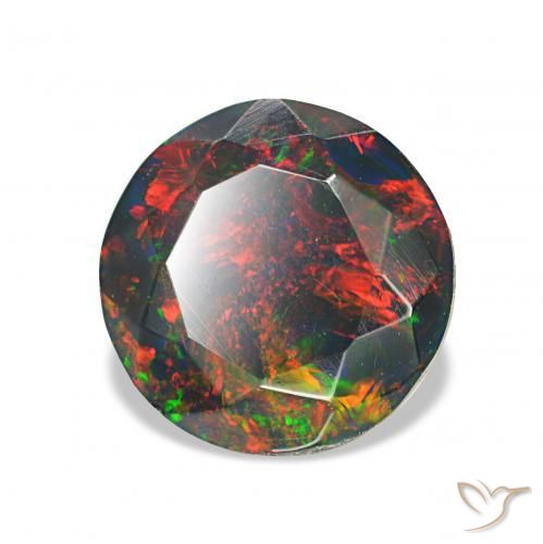 1.70 ct Multicolor Black Opal Stone, Natural Black Opal in Round Facet Shape for Sale