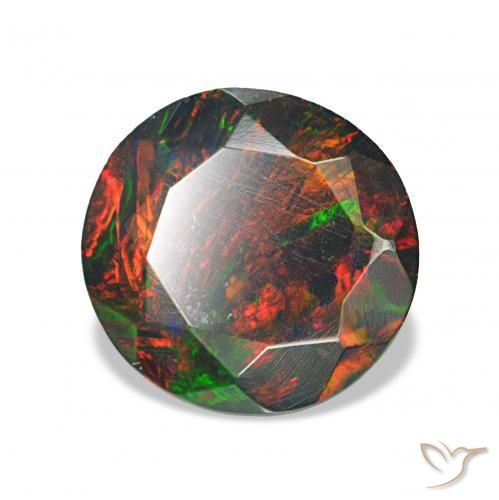 1.41 ct Multicolor Black Opal Stone, Natural Black Opal in Round Facet Shape for Sale
