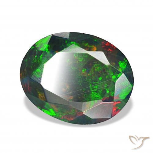 2.12 ct Multicolor Black Opal Stone, Natural Black Opal in Oval Facet Shape for Sale