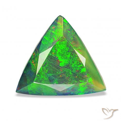 0.90 ct Multicolor Black Opal Gemstone, Black Opal Gem in Trillion Facet Shape for Sale.