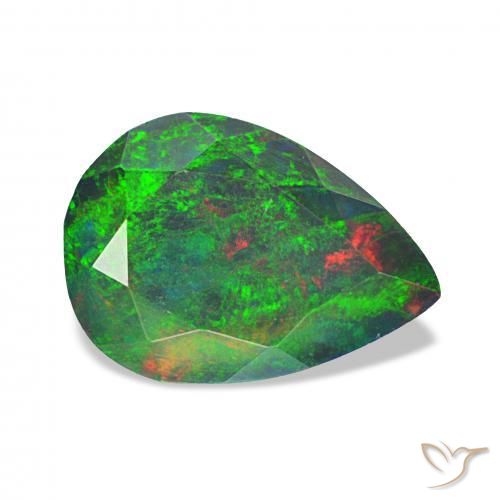 1.35 ct Multicolor Black Opal Stone, Natural Black Opal in Pear Facet Shape for Sale