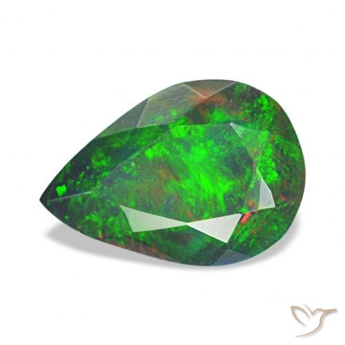 0.83 ct Multicolor Black Opal Gemstone, Black Opal Gem in Pear Facet Shape for Sale.