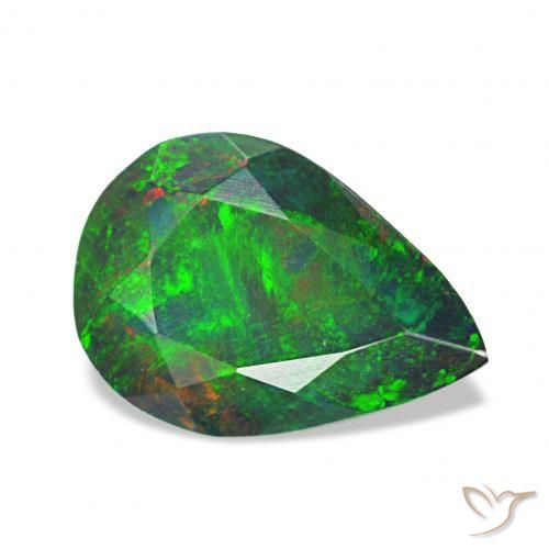 0.83 ct Multicolor Black Opal Stone, Natural Black Opal in Pear Facet Shape for Sale