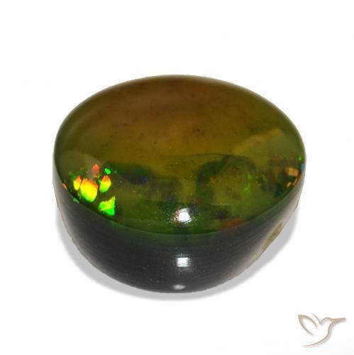 Black Opal Gemstone in 14 mm (calibrated) Size for Sale, Black Opal Stone in Multicolor Color