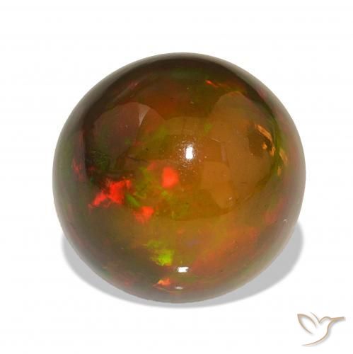11.06 ct Multicolor Black Opal Stone, Natural Black Opal in Round Cabochon Shape for Sale