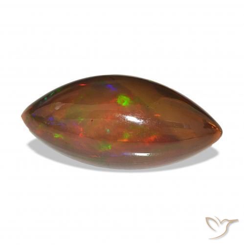 7.15 ct Multicolor Black Opal Stone, Natural Black Opal in Marquise Cabochon Shape for Sale