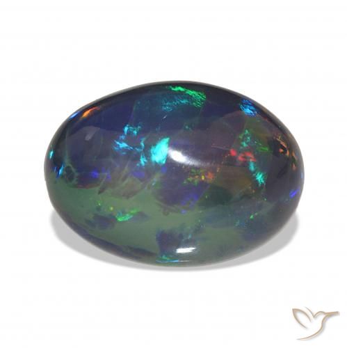 7.19 ct Multicolor Black Opal Gemstone, Black Opal Gem in Oval Cabochon Shape for Sale.
