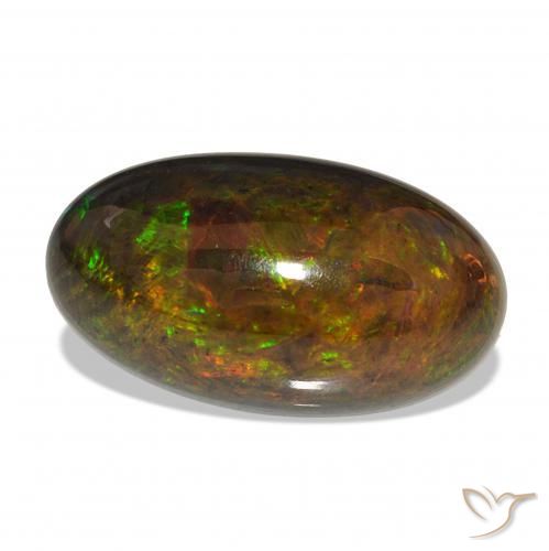 7.51 ct Multicolor Black Opal Stone, Natural Black Opal in Oval Cabochon Shape for Sale