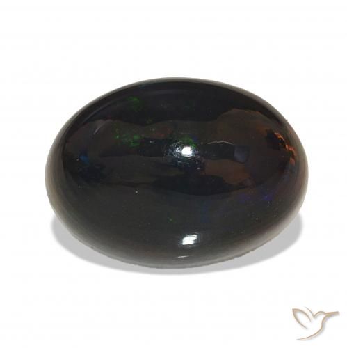 5.61 ct Multicolor Black Opal Gemstone, Black Opal Gem in Oval Cabochon Shape for Sale.