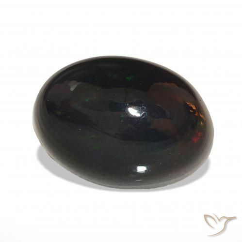 5.61 ct Multicolor Black Opal Stone, Natural Black Opal in Oval Cabochon Shape for Sale