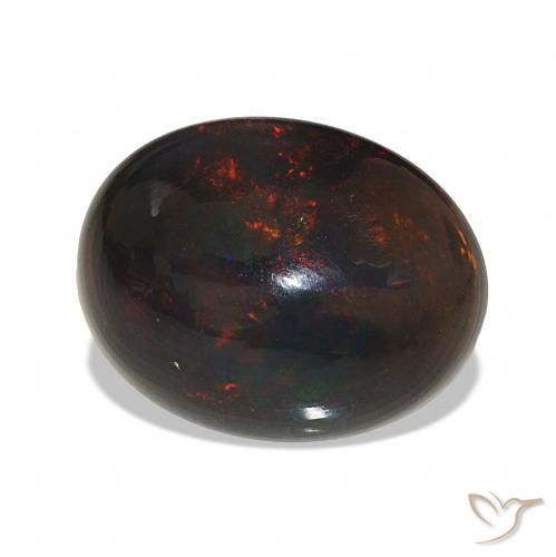 5.11 ct Multicolor Black Opal Stone, Natural Black Opal in Oval Cabochon Shape for Sale