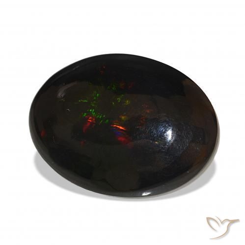 8.91 ct Multicolor Black Opal Stone, Natural Black Opal in Oval Cabochon Shape for Sale