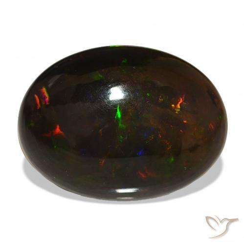 13.11 ct Multicolor Black Opal Gemstone, Black Opal Gem in Oval Cabochon Shape for Sale.